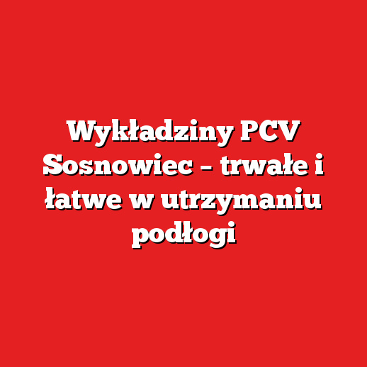 Wykładziny PCV Sosnowiec – trwałe i łatwe w utrzymaniu podłogi