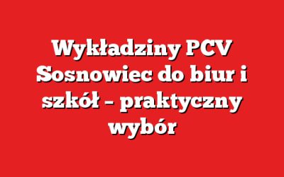 Wykładziny PCV Sosnowiec do biur i szkół – praktyczny wybór