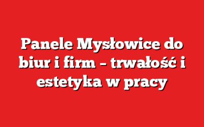 Panele Mysłowice do biur i firm – trwałość i estetyka w pracy