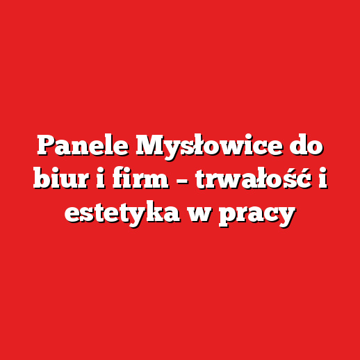 Panele Mysłowice do biur i firm – trwałość i estetyka w pracy