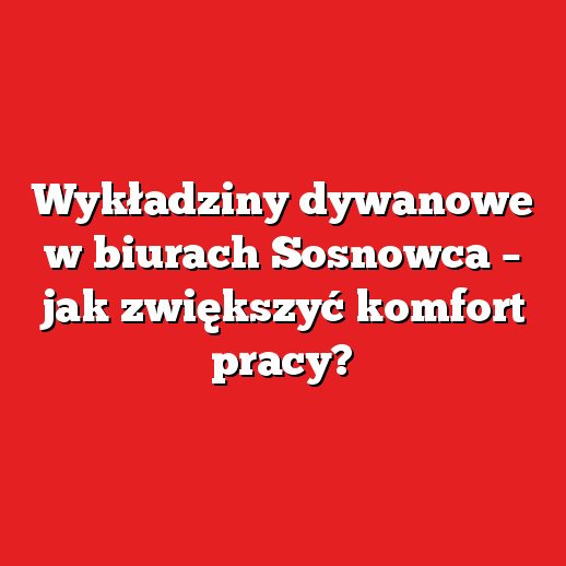 Wykładziny dywanowe w biurach Sosnowca – jak zwiększyć komfort pracy?