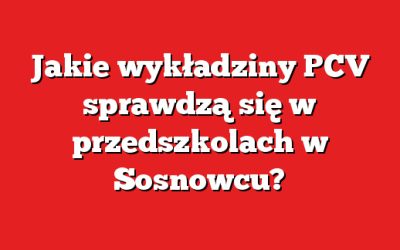 Jakie wykładziny PCV sprawdzą się w przedszkolach w Sosnowcu?