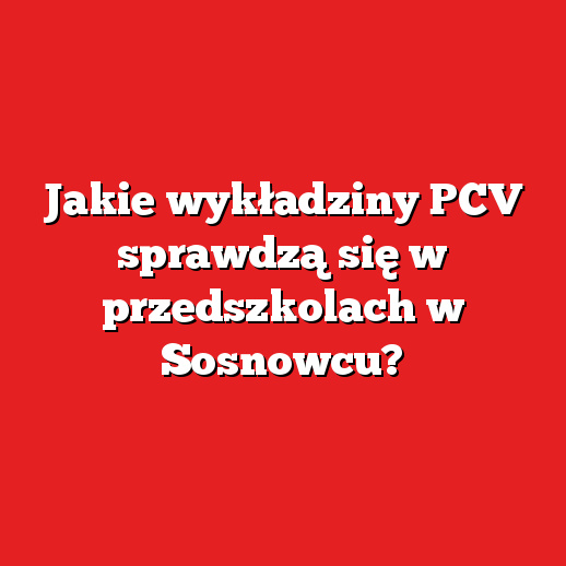 Jakie wykładziny PCV sprawdzą się w przedszkolach w Sosnowcu?