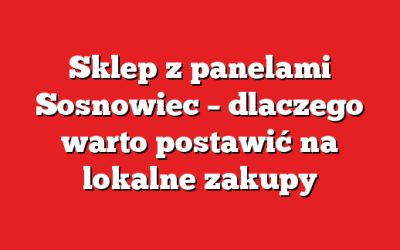 Sklep z panelami Sosnowiec – dlaczego warto postawić na lokalne zakupy