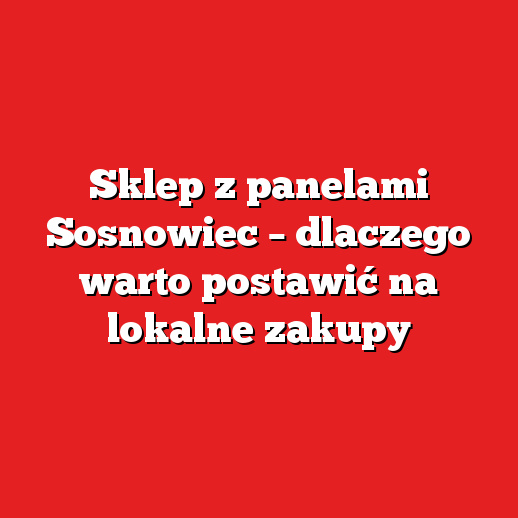Sklep z panelami Sosnowiec – dlaczego warto postawić na lokalne zakupy