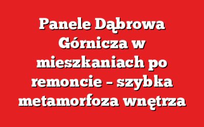 Panele Dąbrowa Górnicza w mieszkaniach po remoncie – szybka metamorfoza wnętrza