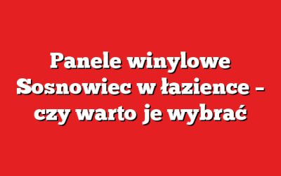 Panele winylowe Sosnowiec w łazience – czy warto je wybrać