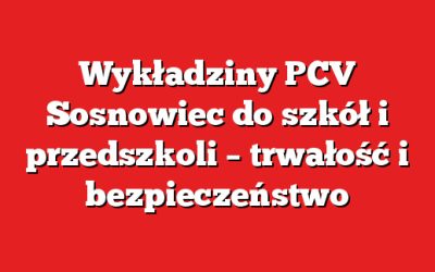 Wykładziny PCV Sosnowiec do szkół i przedszkoli – trwałość i bezpieczeństwo