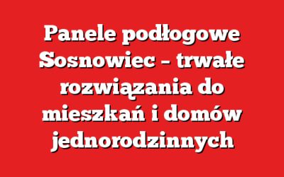 Panele podłogowe Sosnowiec – trwałe rozwiązania do mieszkań i domów jednorodzinnych