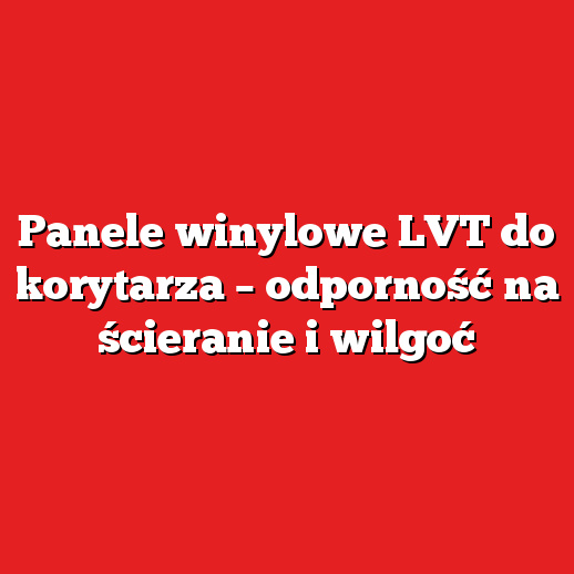 Panele winylowe LVT do korytarza – odporność na ścieranie i wilgoć