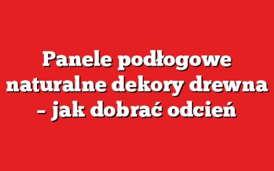Panele podłogowe naturalne dekory drewna – jak dobrać odcień