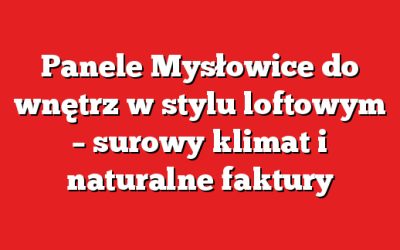 Panele Mysłowice do wnętrz w stylu loftowym – surowy klimat i naturalne faktury