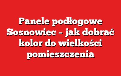 Panele podłogowe Sosnowiec – jak dobrać kolor do wielkości pomieszczenia